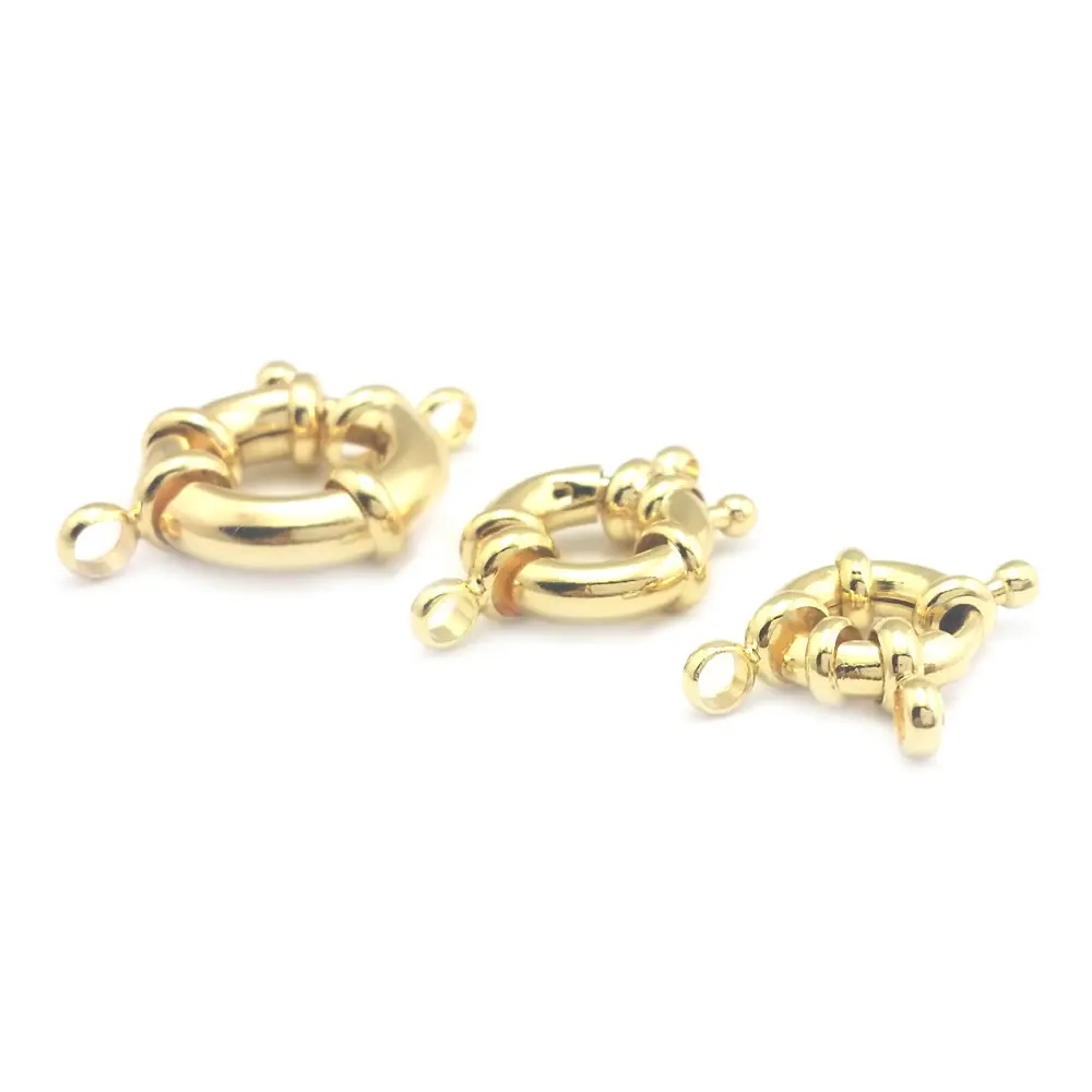 9MM 11MM 13MM 15MM 17MM 18K Gold Color Brass Spring Round Clasps Necklace Connect Clasps Diy Jewelry Making Supplies image 3