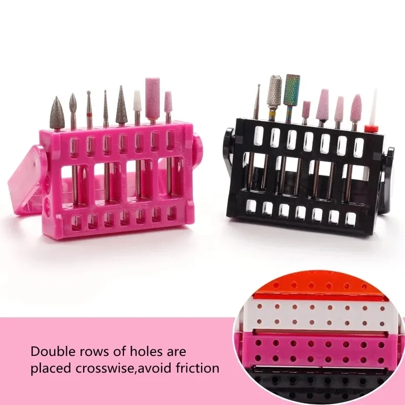 1PC Nail Drill Bit Display Stand 16 Holes ABS Acrylic Adjustable Grinding Head Holder Storage Box Manicure Drill Accessory Tools