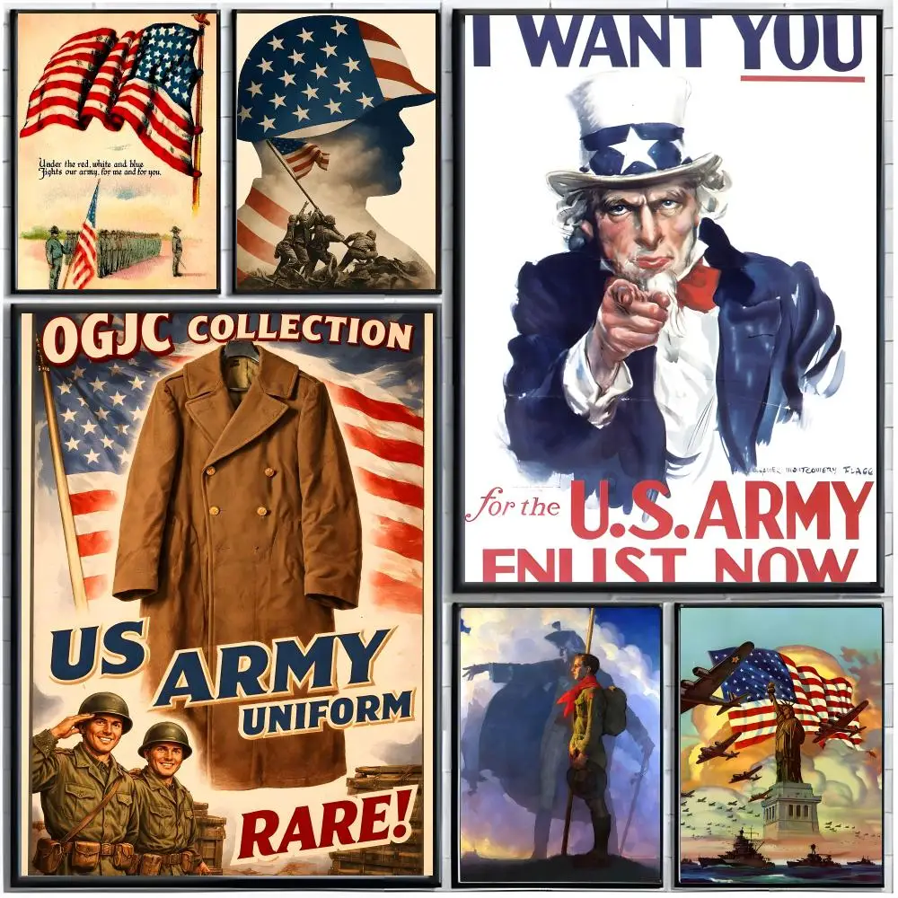 art military U-United States Army Poster Modern Wall Art Home Decor Living Room Decorative Print Unframed