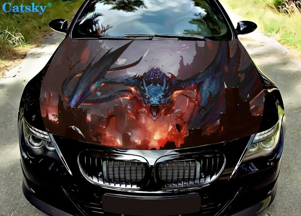 

Виниловые наклейки на капот автомобиля Fantasy Dragon 2, виниловая пленка, наклейки на крышку двигателя, автомобильные аксессуары, защита капота автомобиля