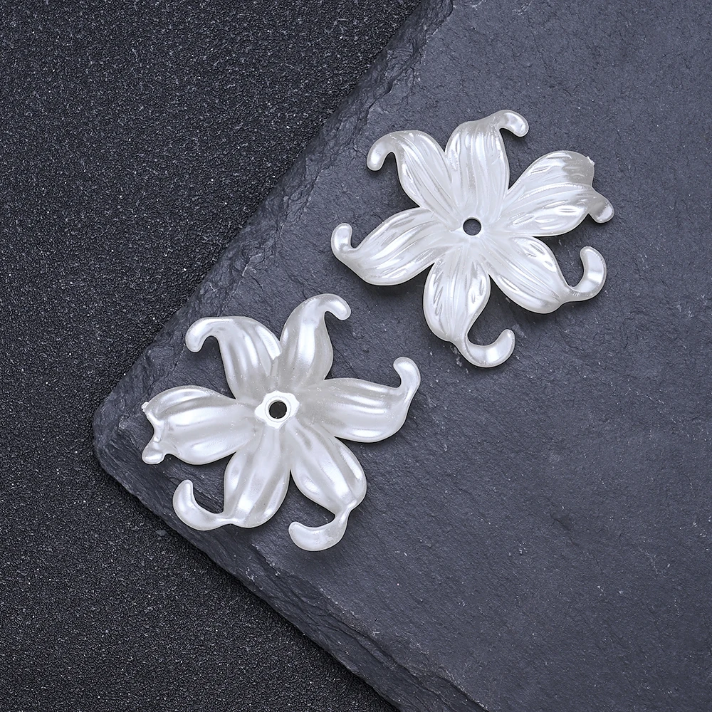 20 Stück Acryl-Imitationsperlen in Off-White, Aquatische Pflanzen, Blumen, Perlen für Armbänder, Halsketten und DIY-Schmuckherstellung – Detail 9