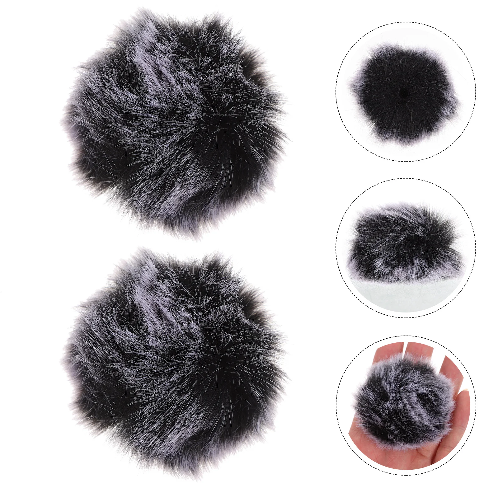 2 Pcs Lapel Handheld Microphone Windscreen Car Artificial Fur Anti-splash Cover Plush Sleeve