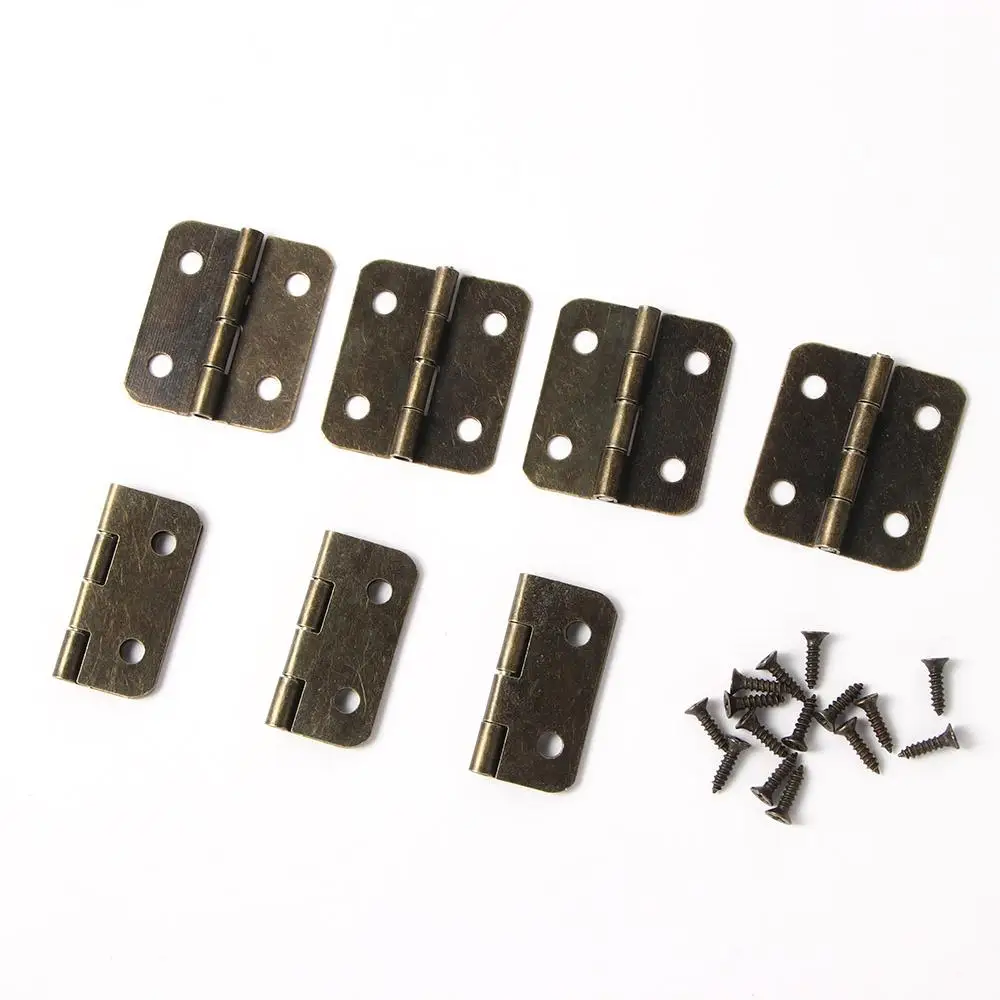 Iron 10 PCS with Screws Wooden Box Crafts Model Making Jewelry Box Hinges Door Hinges Hardware Cabinet Accessories