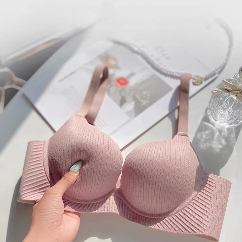 Bezešvá push-up podprsenka pro ženy s tlustými polstrovanými nastavitelnými ramínky, pohodlné spodní prádlo - náhled 3