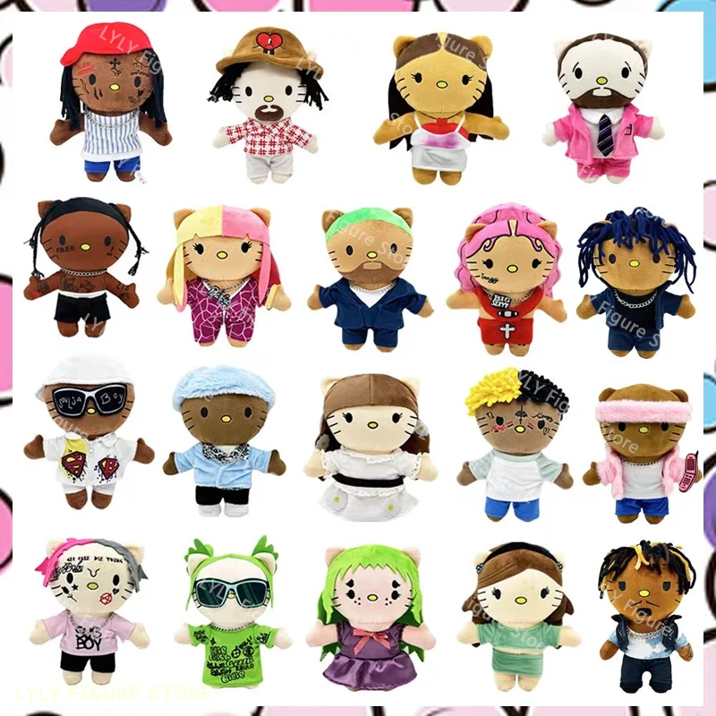 Nuevos estilos Miniso Hello Kitty peluche Travis Scott Hello Selena Anime juguete de dibujos animados peluche suave peluche de Navidad regalos para niños