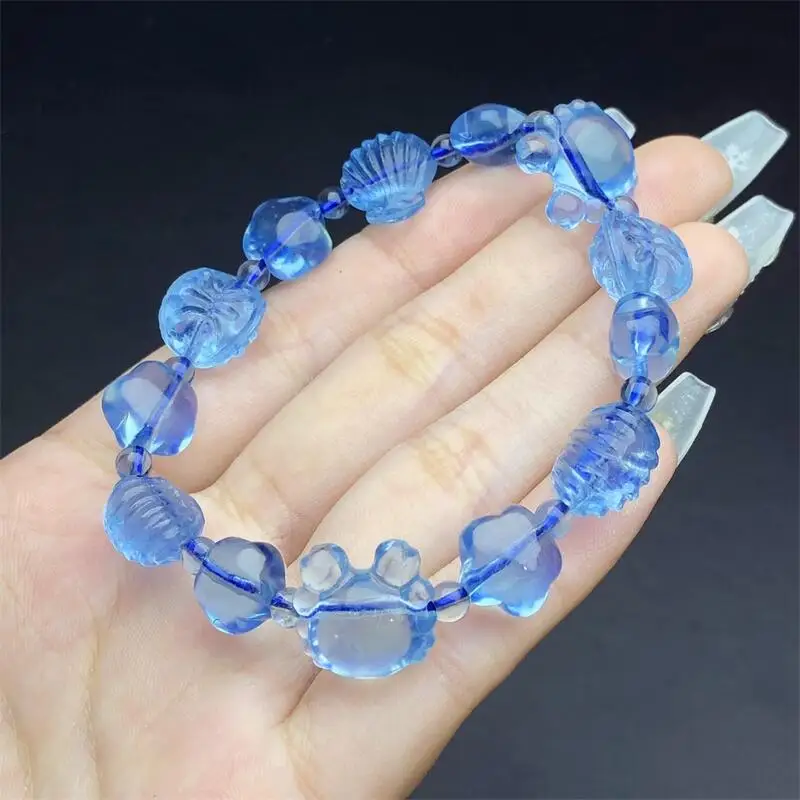 Natural Aquamarine Underwater World Bracelet Colorful Gemstone Strings Fashion Beautifully Jewelry For Men And Women 1PCS