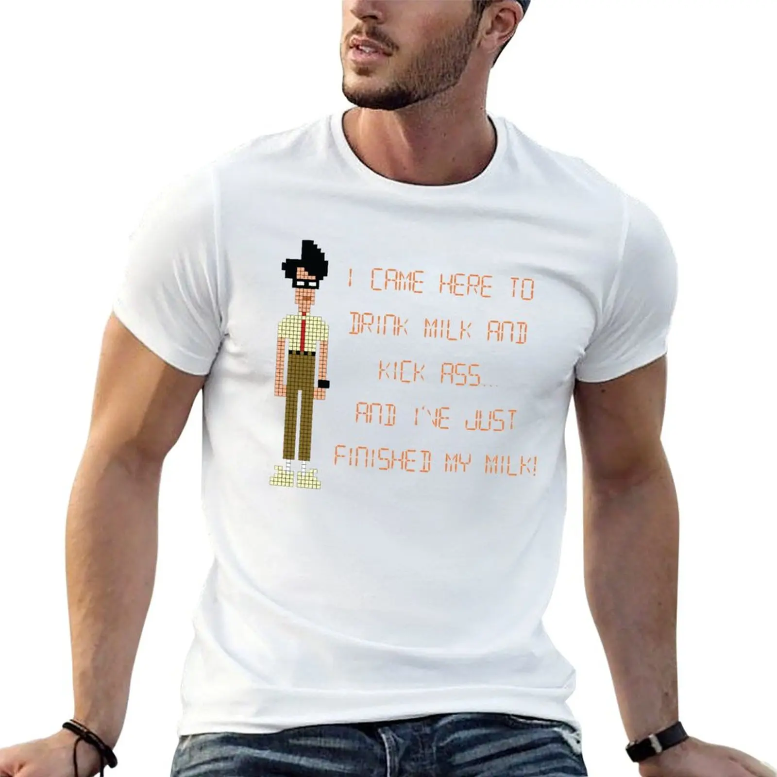 The IT Crowd – I Came Here to Drink Milk and Kick Ass T-Shirt Tough Fabric Work Tee