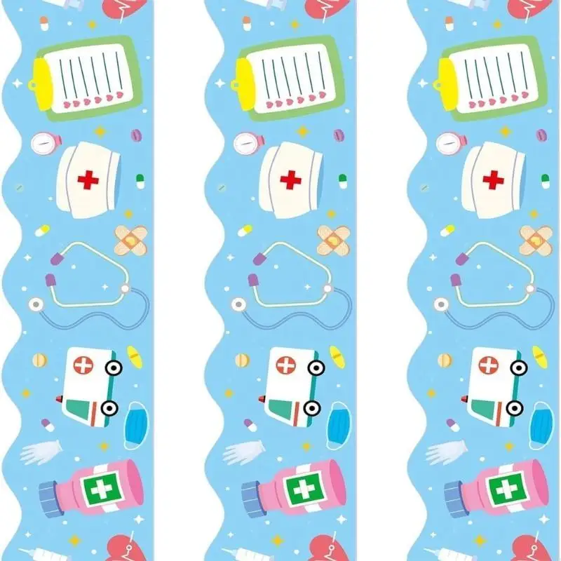 

LXAA 59ft Nurse Day Themed Borders Sticker for Wall Decoration Healthcare Themed Border Trim Sticker for Hospital Office