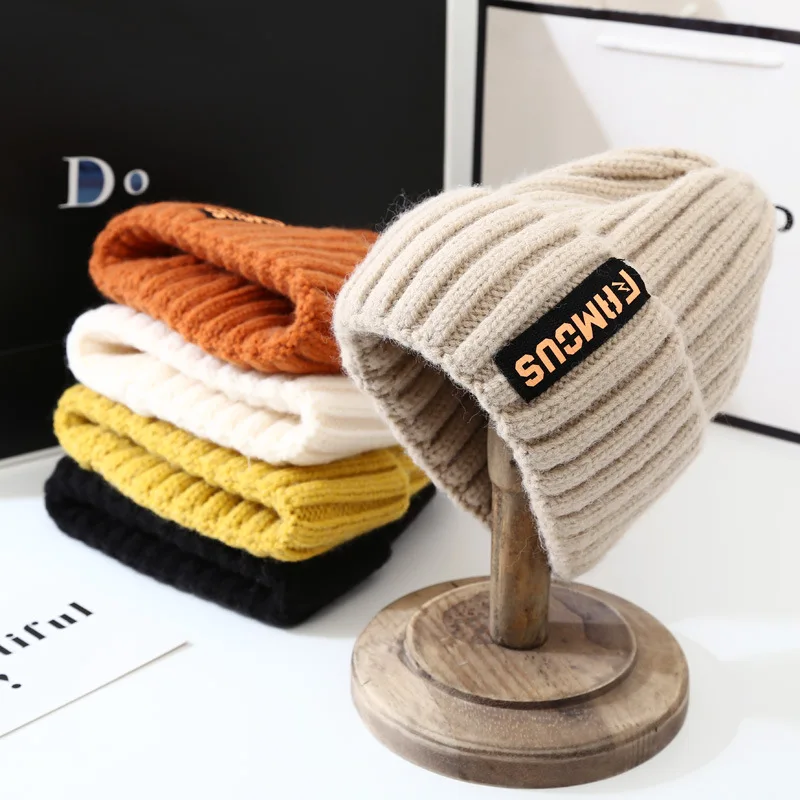 Stretchy Knit Beanie Solid Color Knit Hat Knitted Hat Winter Warm Beanie for Women Men