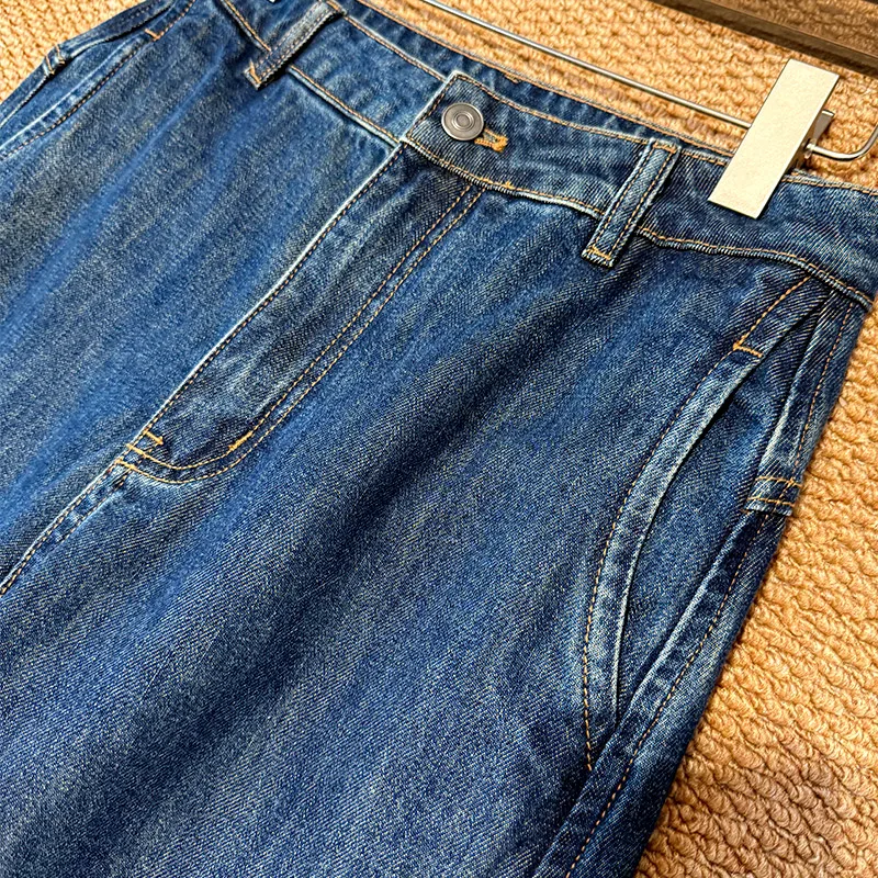 Denim new high waist loose and thin versatile denim nine-point scimitar jeans women