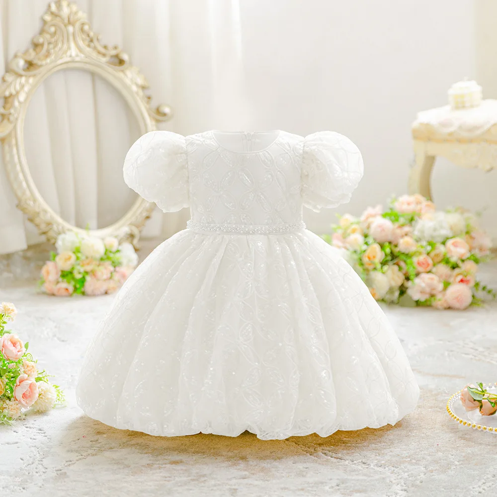 HETISO Elegant Formal Dress for Girls Champagne Sequined Party Wedding Prom Ball Dance Performance 4-7 Years