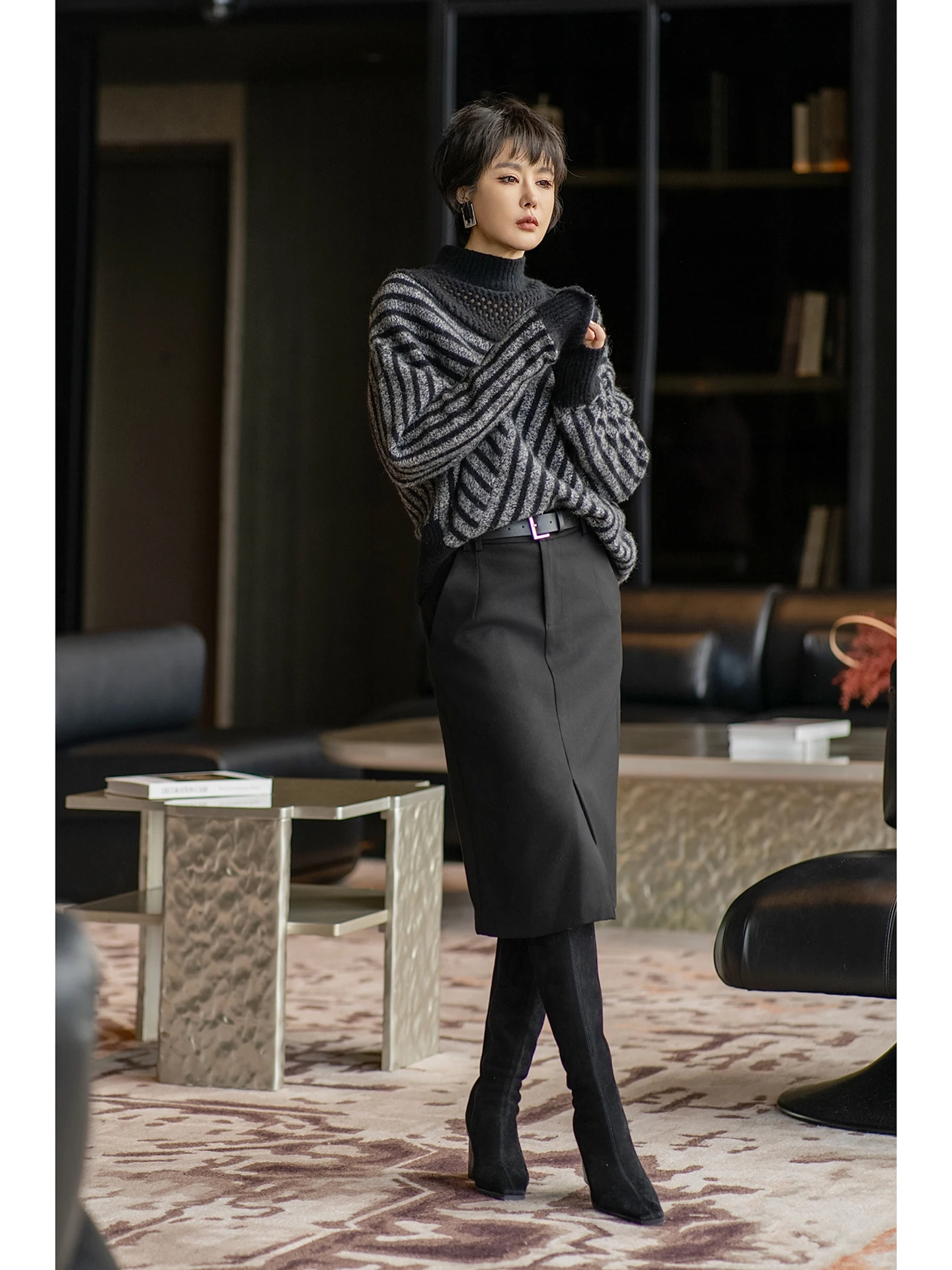 

Женский шерстяной вязаный свитер Love Ci с высоким воротом, зимний, повседневный, свободного кроя, мягкий, удобный, с длинными рукавами