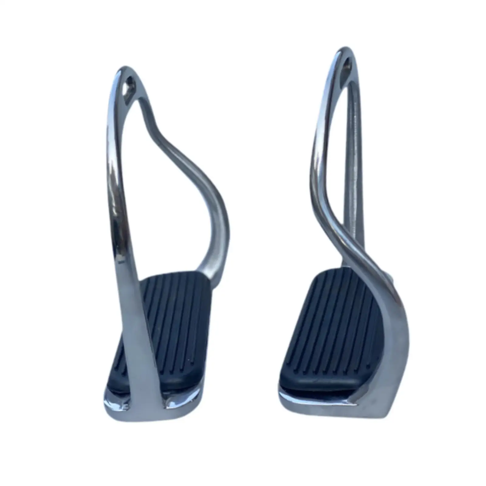 2Pieces Horse Saddle Stirrup with Rubber Pad Stainless Steel Equipment High