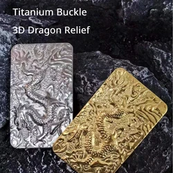 3.5cm Wide Titanium Belt Buckle Dragon Year Relief Plate Buckle Hypoallergenic Titanium Men's Business Retro Waistband Buckles