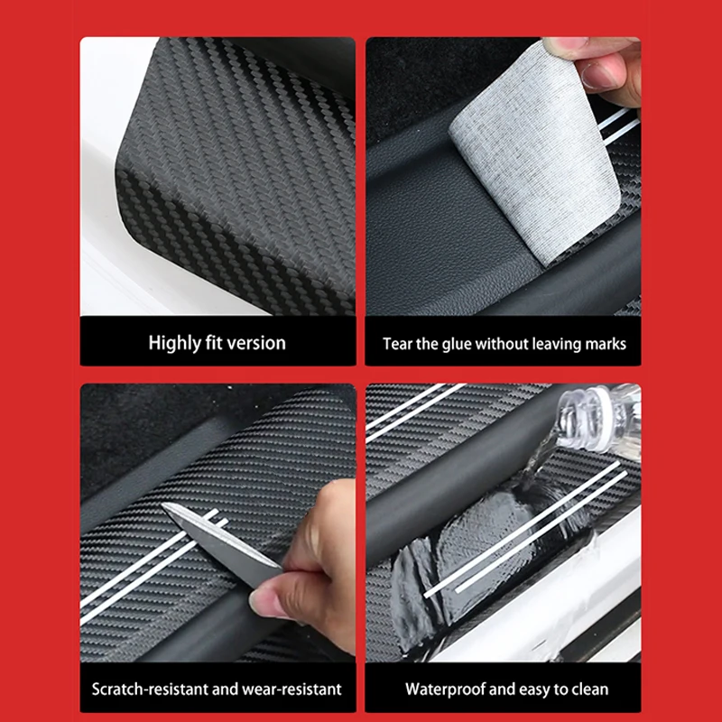 4pcs Car Door Sill Protector Stickers For Nissan Qashqai J10 J11 Leather Carbon Fiber Decor Decal Tuning Accessories