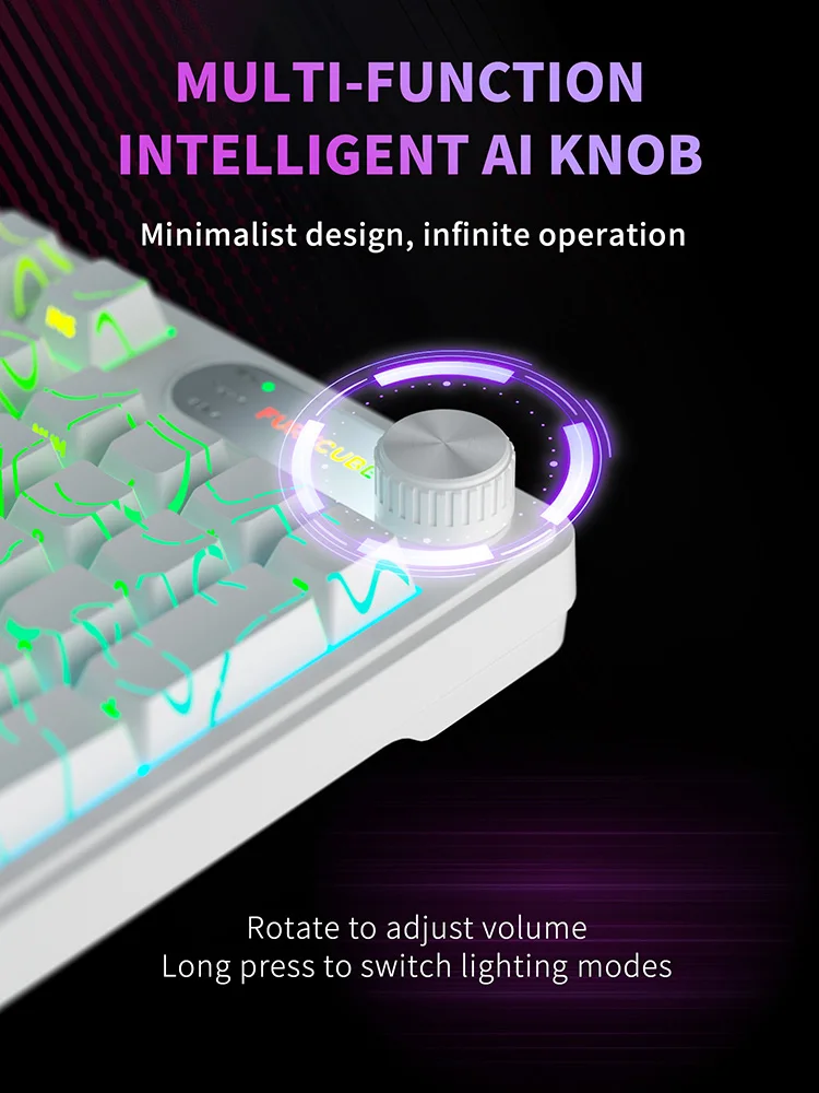 FURYCUBE IP98 Wired Membrane Keyboard Contour Line White, RGB, IPX8 Waterproof, Silent, PBT Keycap, English layout, 98 keys