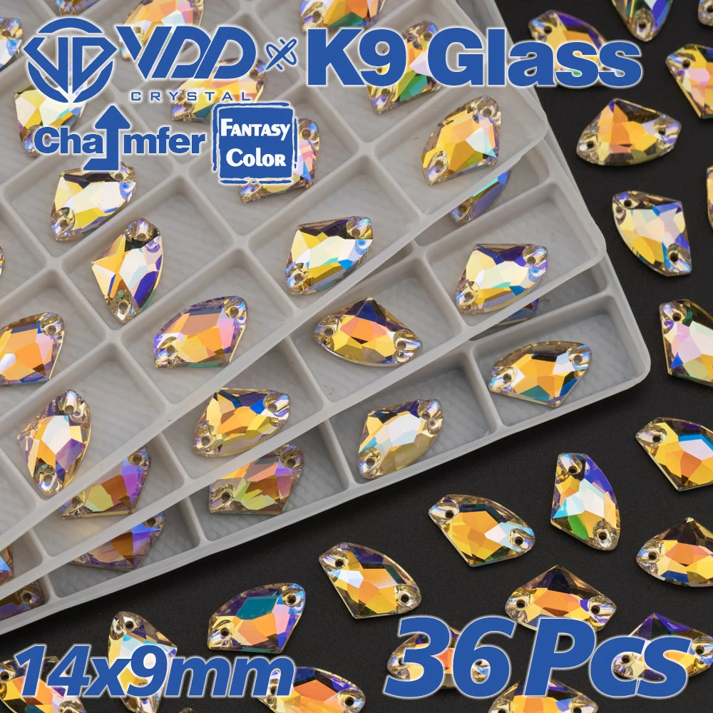 VDD Paradise Shine Fantasy Color Top-Qualität K9 Glas aufnähbare Strasssteine, Nähkristalle, flache Rückseite, für Kleidung und Kleiderdekorationen – Detail 6
