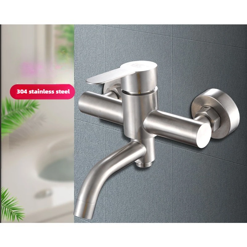 

SUS304 stainless steel surface mounted triple shower faucet, bathroom bathtub hot and cold small elbow faucet