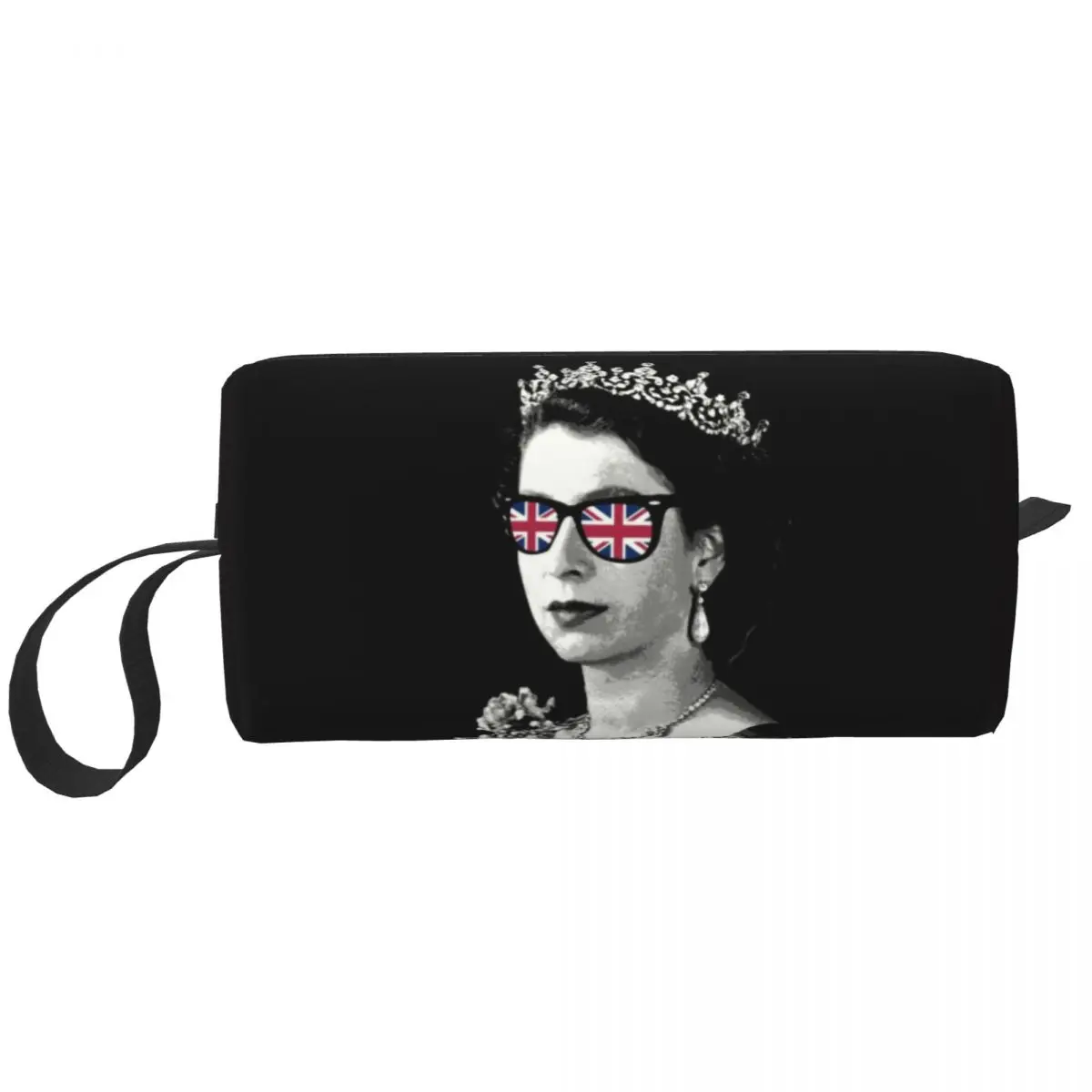 Custom Queen Elizabeth United Kingdom Flag Toiletry Bag British Royalty Cosmetic Makeup Ladies Beauty Storage Dopp Kit Box