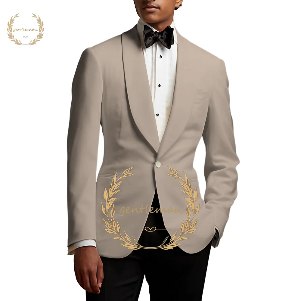 Men's Wedding Suits, Cream Ivory Jacket, Trousers, Custom Fashion Dress, Dinner Party, Stage Performance