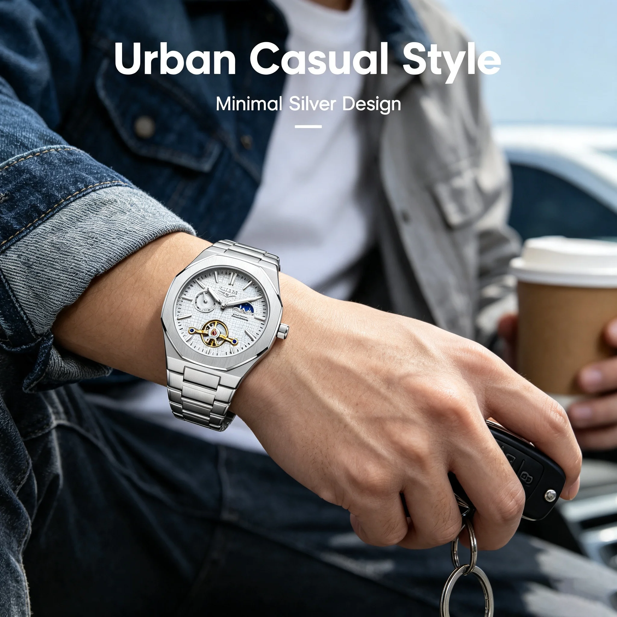LIGE New Luxury Tourbillon Mechanical Watches For Men Multifunctional Chronograph Moon phase Automatic Date reloj hombre