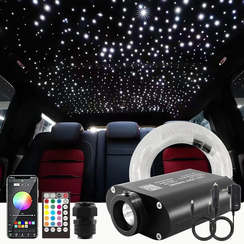 12W Fiber Optic Star Ceiling Light Starlight Ceiling Kit Galaxy Projector Kit for Car/Home Theater