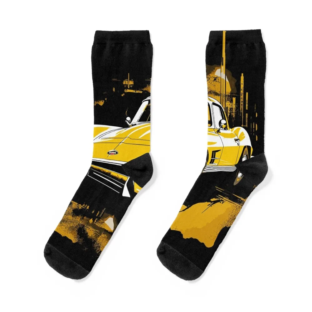 Yellow Corvette Classic Socks crazy luxe Men's Socks Women's