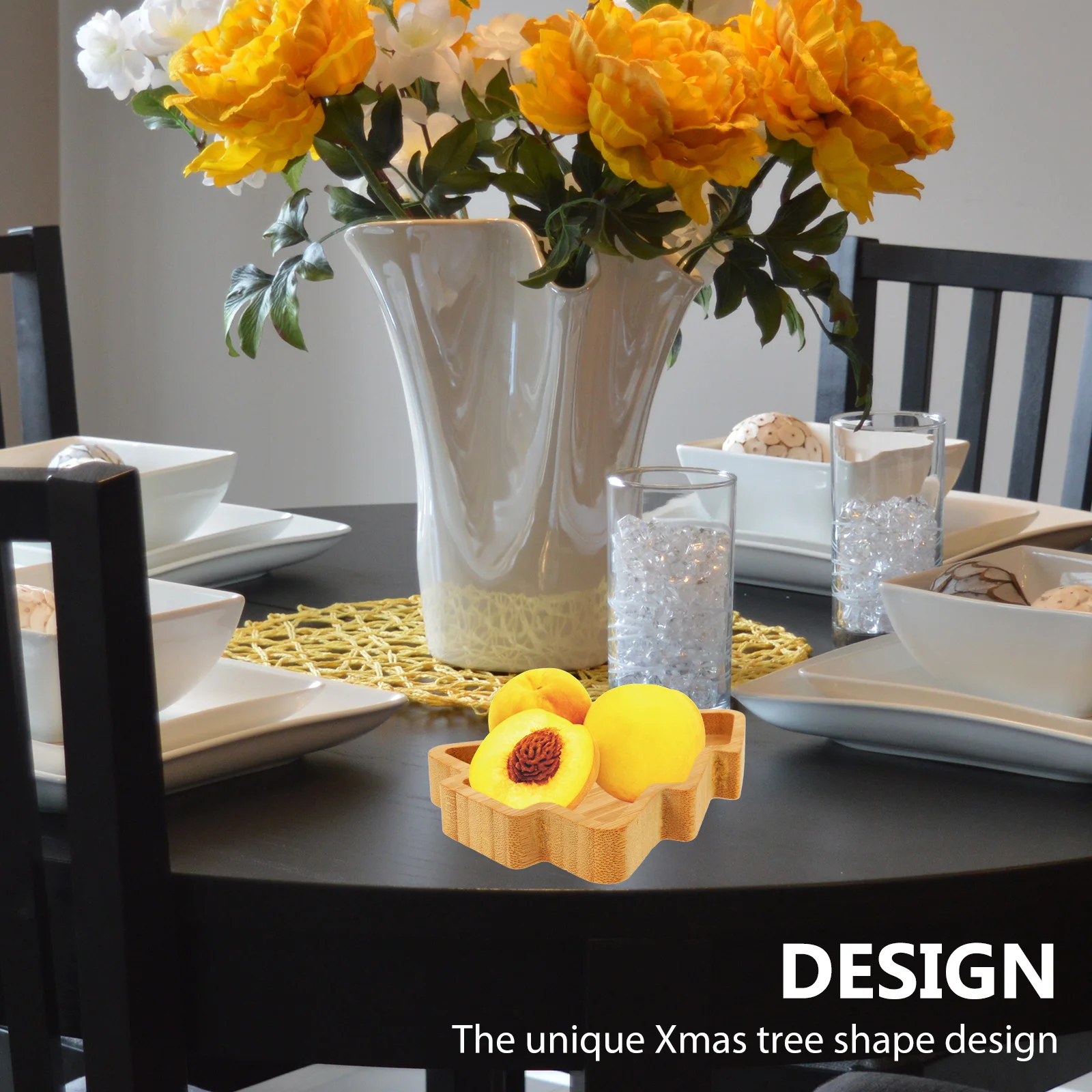 

2Pcs Bamboo Christmas Tree Shaped Fruit Plate Snack Tray Appetizer Serving Dish Holiday Food Plate Christmas Tree Serving Dish