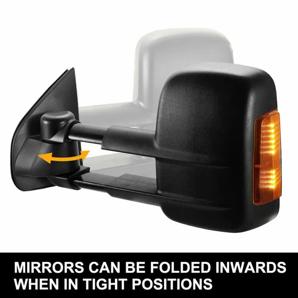 Areyourshop 1 Pair Extendable Towing Mirrors For Isuzu D-MAX 2012 -Current  & Holden Colorado RG FZ Car Auto Parts