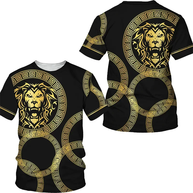 Summer New Lion Head Pattern 3D Printing T-shirt Fashion Men's Street Casual Sports Shirt Men's O-neck Oversized T-shirt