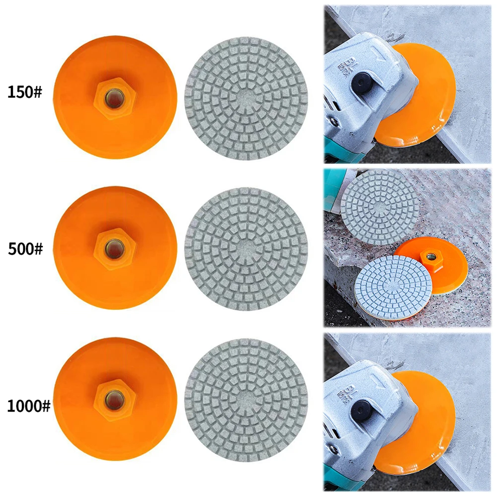 

80mm 3 Inch Polishing Pad 150-1000 Grit Diamond Wet Dry Buff Disc M10 Flexible Grinding Discs for Granite Stone Concrete Marble