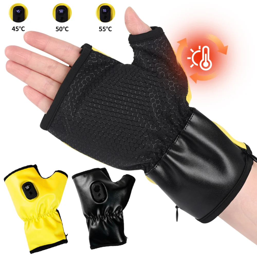 Electric Heated Gloves Fingerless Hand Warmer Thermal Winter Warm Electric Heating Gloves Rechargeable for Sports Skiing Gloves