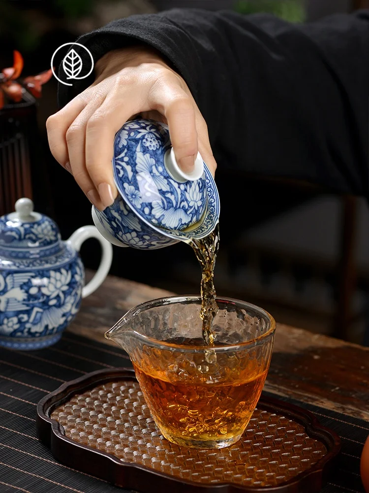 Jingdezhen Qi Cheng Tang Blue And White Ceramic Tea Set for Brewing Tea Handmade Craftsmanship Reversible Lid Bowl