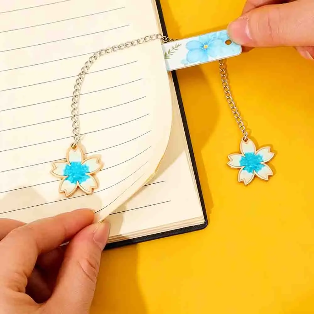 Metal Bookmark Floral Watercolor Book Mark Flower Tassel Page Marker Elegant Reading Gift Stationery Supply Student Book Clip