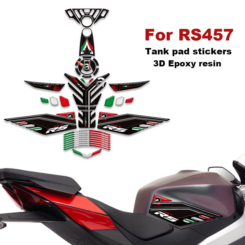 

﻿ RS 457 Motorcycle Tank Pad Cap Grips Gas Fuel Kit Knee Stickers Decals Protection For Aprilia RS457 457 RS 2023 2024 2025