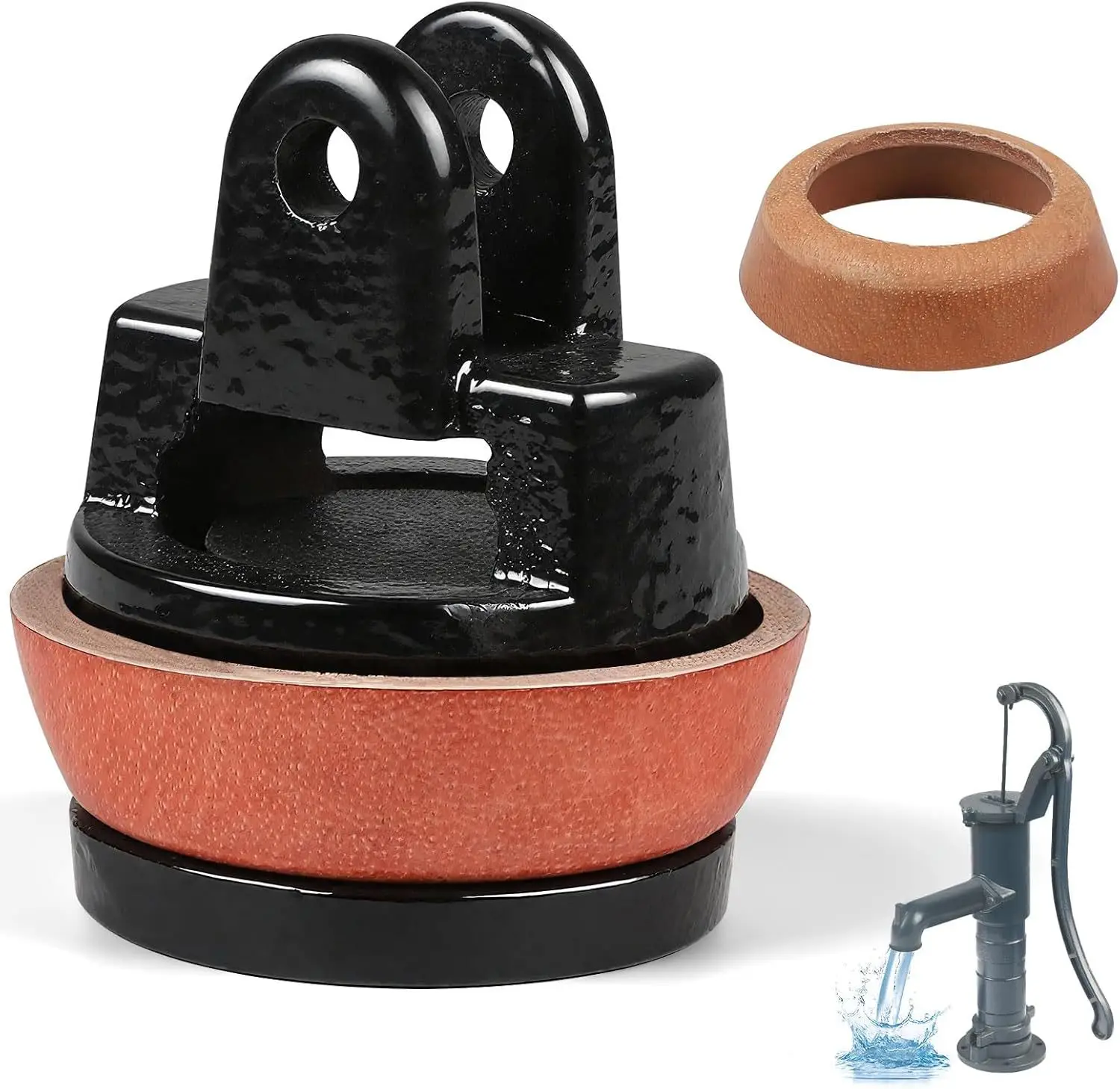 Replacement Piston for Model 75 Water Pumps with Leather Seal and Rubber Seals Providing Long Term Pump Function