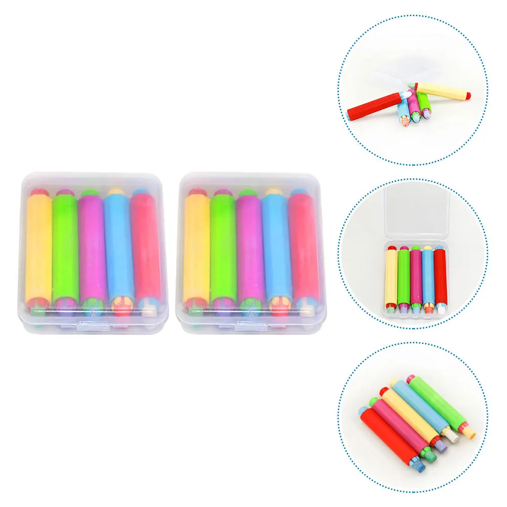 

10 pcs Holder Colorful Plastic Cover For Colorful Holder School Office Water Soluble Chalk Storage Case Chalk Keeper