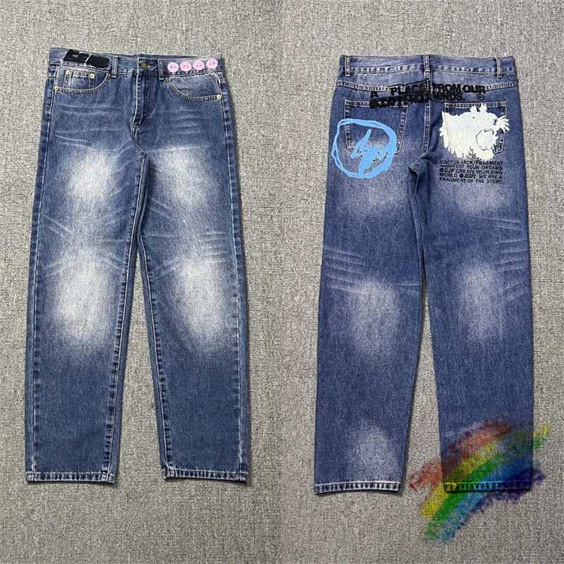 

Cactus Jack Vintage Tie-dyed Jeans Pants Men Women 1:1 Best Quality Lightning Printing Joggers Trousers