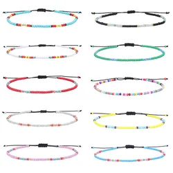 Boho Women Glass Beads Woven Anklet Beaded Bracelet On The Leg Beach Barefoot Foot Jewelry Handmade Rope Thread Weaving Braid