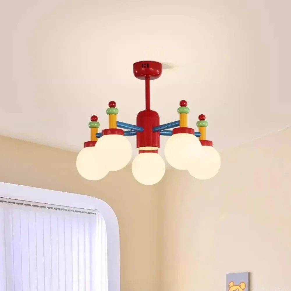 

French Vintage Colorful Nordic Pendant Light, Macaroon Style Chandelier for Bedroom, Kids Room & Study Retro Decorative Lighting