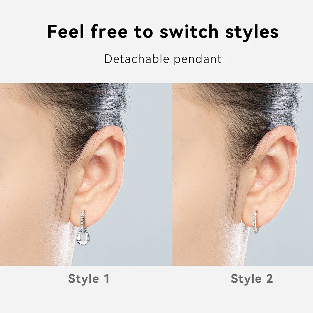 Serenity Real D Color 1.3mm Full Moissanite Double Hoop Earrings For Women 100% Sterling Silver Stud Ear Fine Jewelry Wholesale