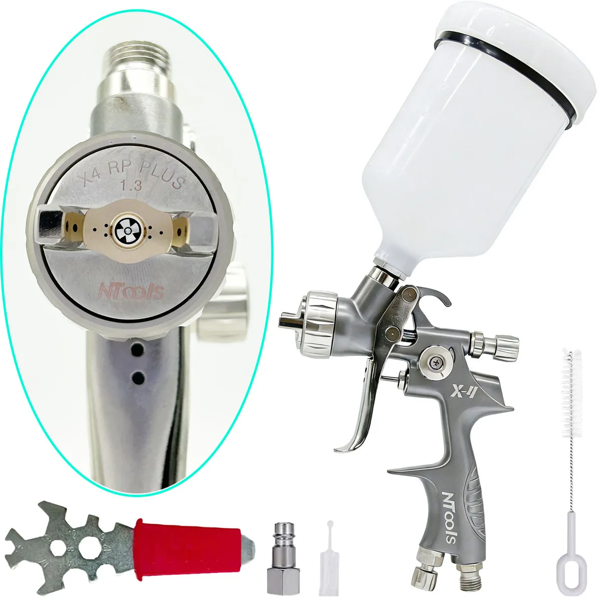 1.3MM Slit Nozzle Air Spray Gun V Shaped Plum Blossom Gap Nozzle Paint Spray Gun Varnish Paint Gun High Atomization Spray Guns