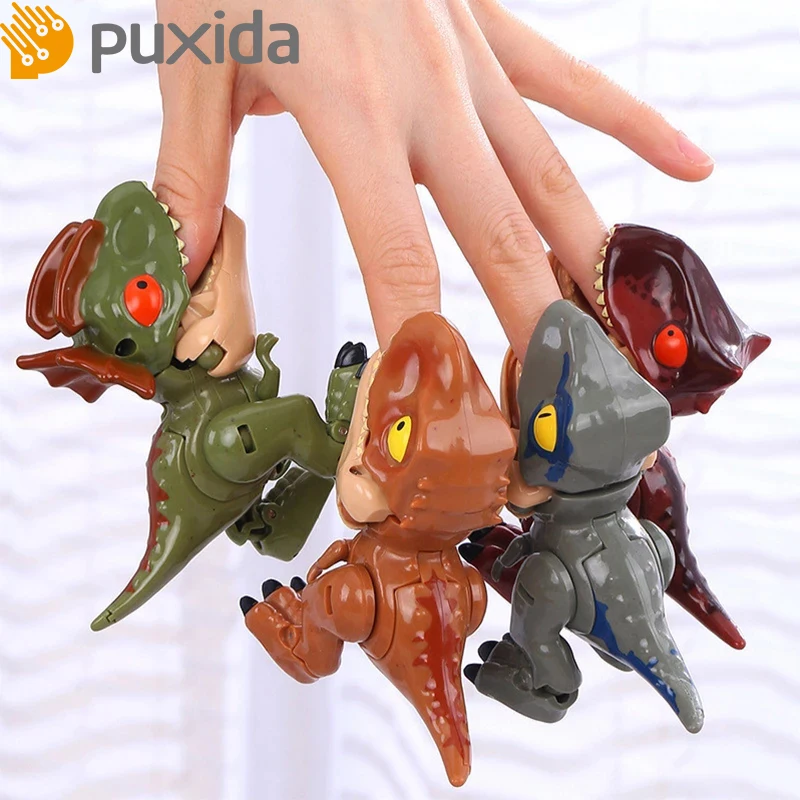 

Puxida Finger Dinosaur Anime Action Figures Toys Mini Dino Transformation Robot Set Kids Funny Movable Joint Dinosaur Model Toy