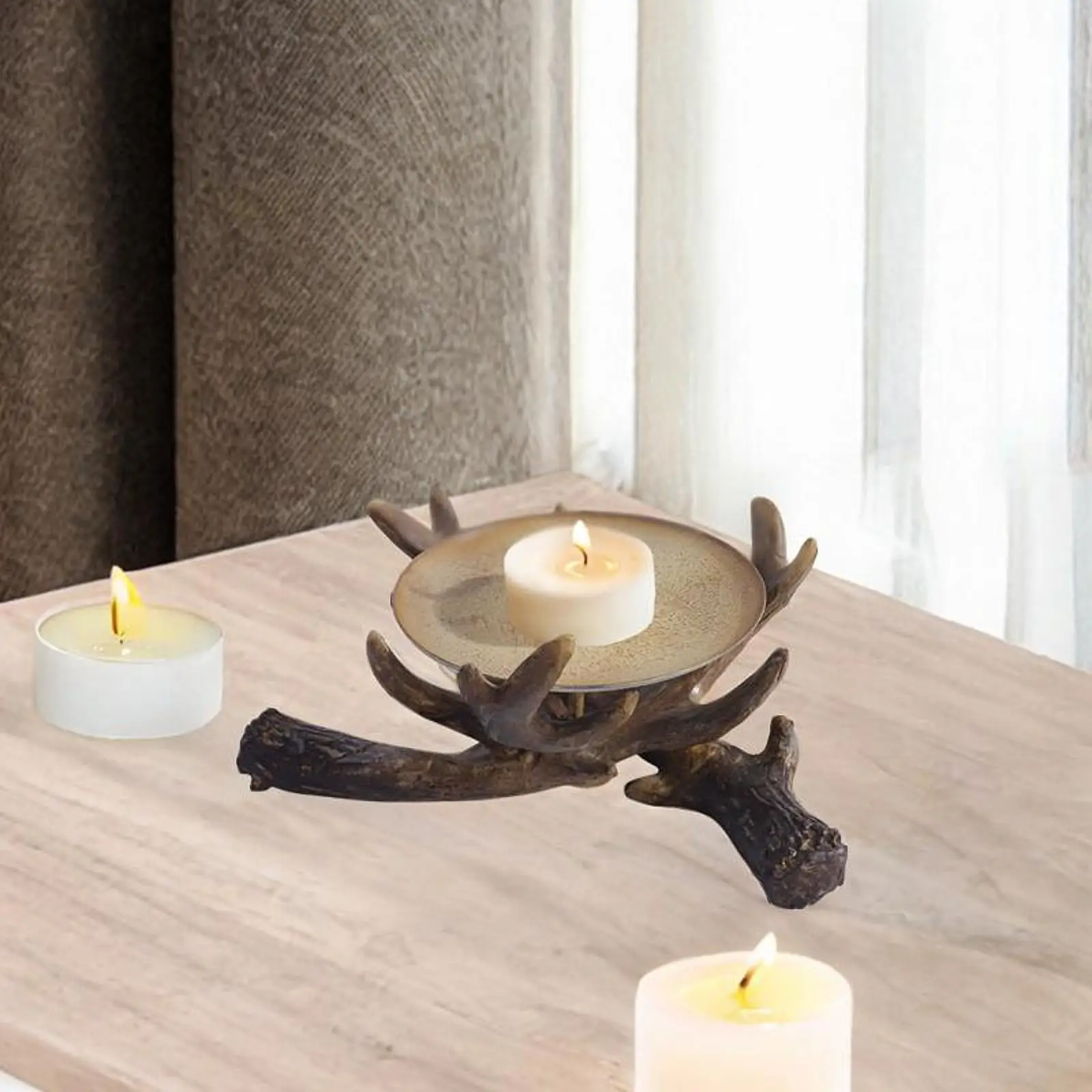 Suporte de vela antler artesanato castiçal rústico para mesa quarto casa