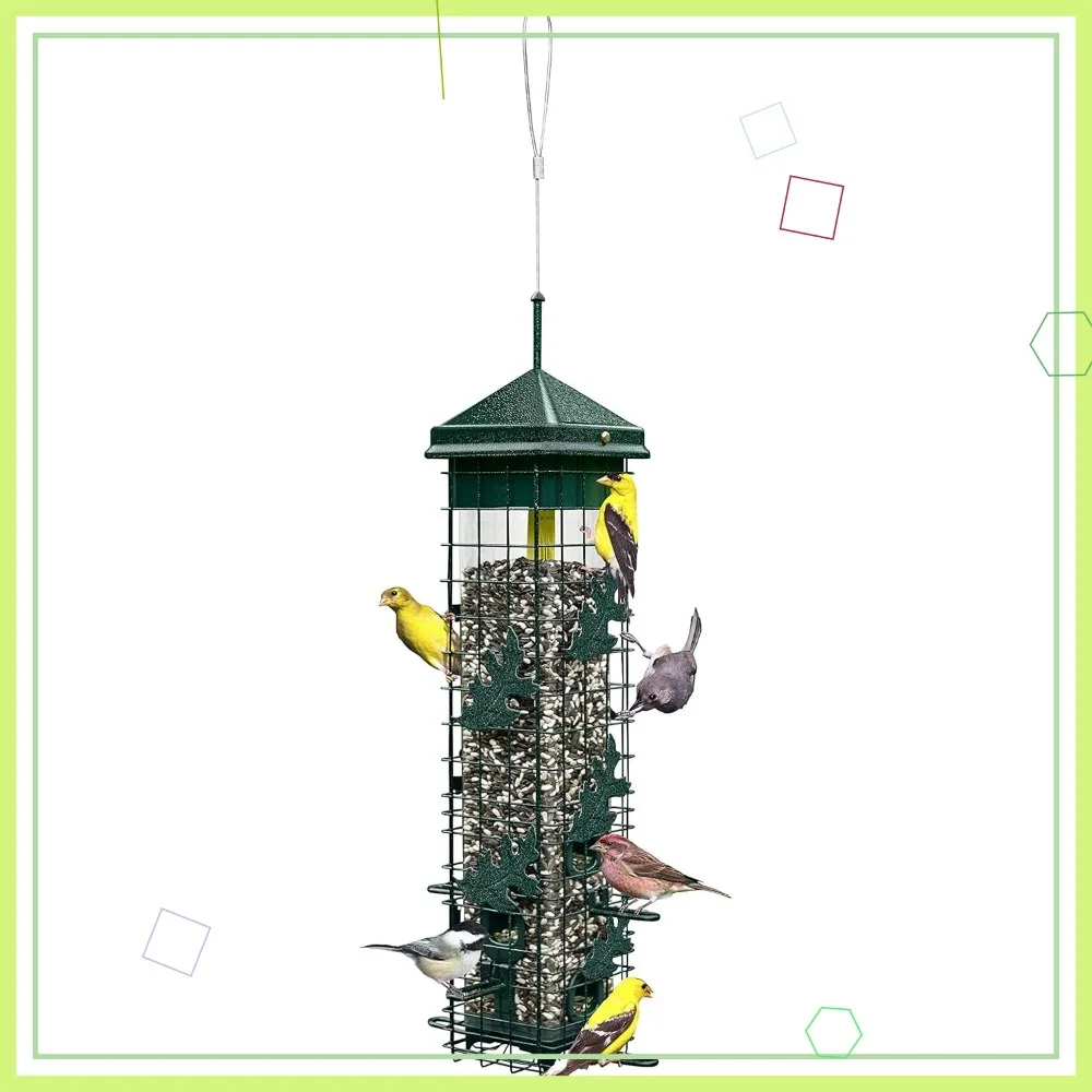 

200 Squirrel-Proof Bird Feeder, 6 Feeding Ports, 3.4lb Seed Capacity, Free Seed Funnel