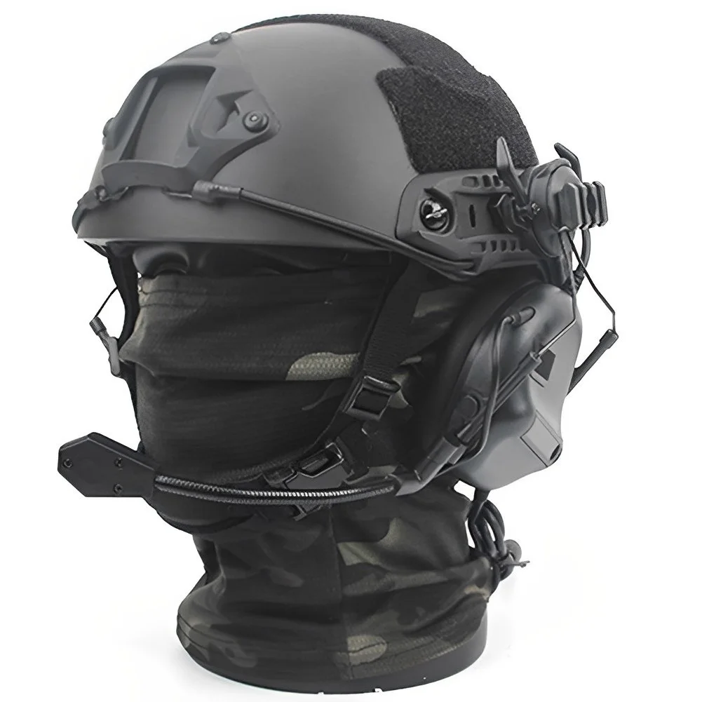 

Black Fast Airsoft Helmet Set Tactical Outdoor Communication Tactical Rail Headset Neck Windproof Balaclava Neck Cover Mask