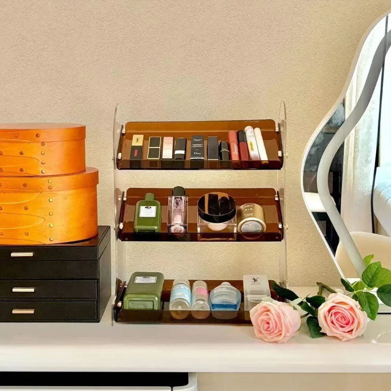 

Cosmetics storage box, dresser, skin care products, perfume rack, desktop acrylic large-capacity double-layer storage rack