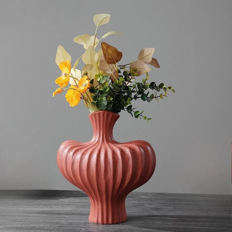Ceramic Vases Wabi-sabi Creative Pumpkin-shaped Matte Finish Vases Nordic Minimalist Luxury Modern Living Room Home Decoration