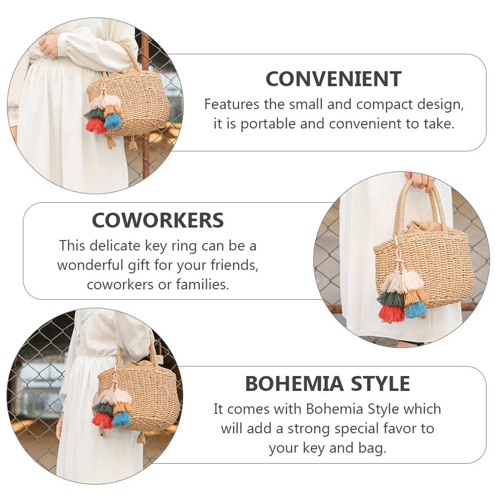 Woolen Thread Tassel Keychain Bohemia Style Bag Pendant Practical Durable Premium Material Key Ring New Year Hanging