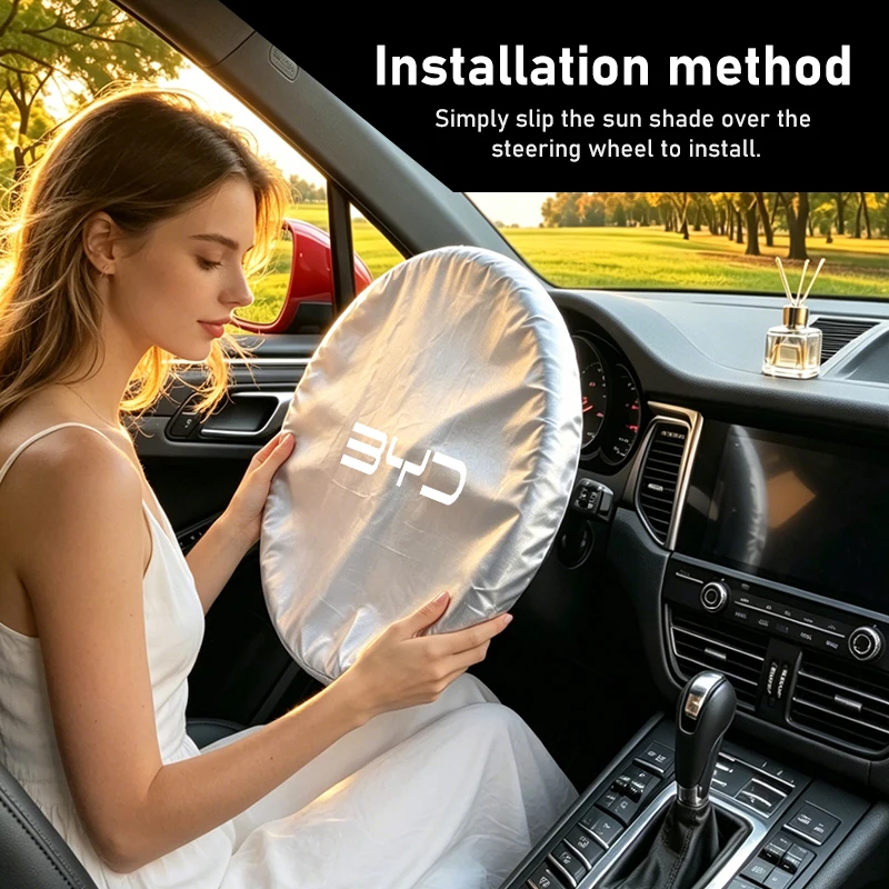Car Steering Wheel Anti-Heat Sun Shade Cover Sunscreen Insulation Protect Shield For BYD Tang F3 E6 Atto 3 Yuan Plus Song Max F0